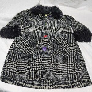 Penelope Mack Girls’ Faux Fur Trim Coat – Size 4